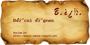 Bécsi Ágnes névjegykártya